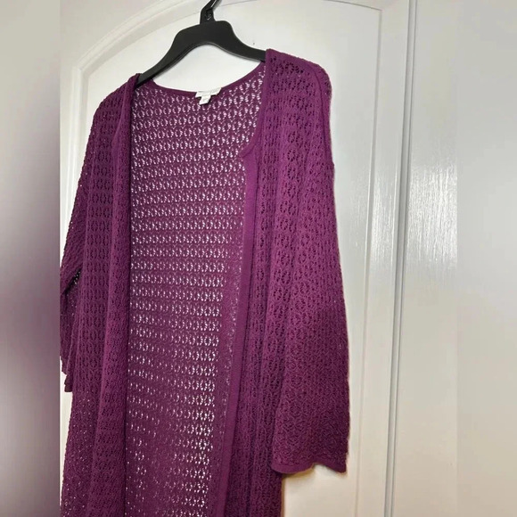 J Jill Womens Purple Duster Open Front Cardigan Open Knit Size M - Picture 5 of 9